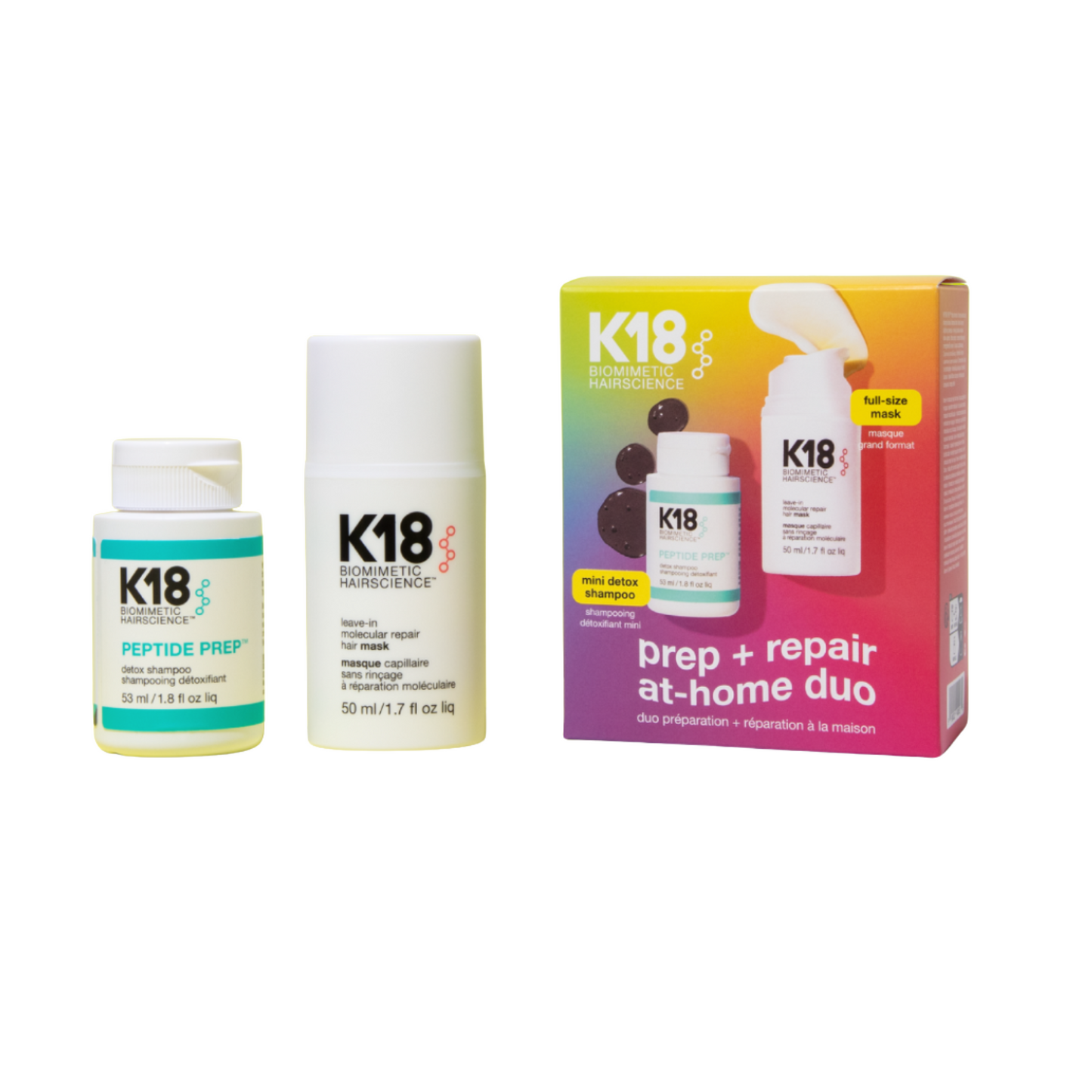 K18 Dúo Prep + Repair en Casa – Detox y Reparación Molecular