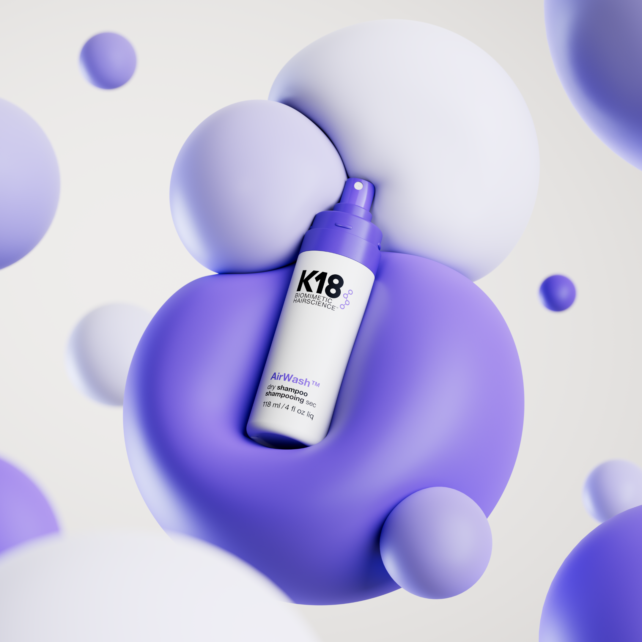 K18 AirWash™ Dry Shampoo 118ml – Limpieza en Seco con Tecnología Peptídica