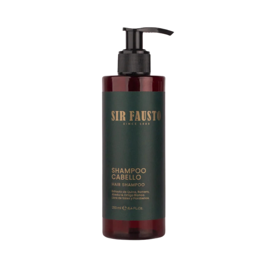 Shampoo Sir Fausto Cabello 250 ml – Uso diario, hidratación y aroma amaderado