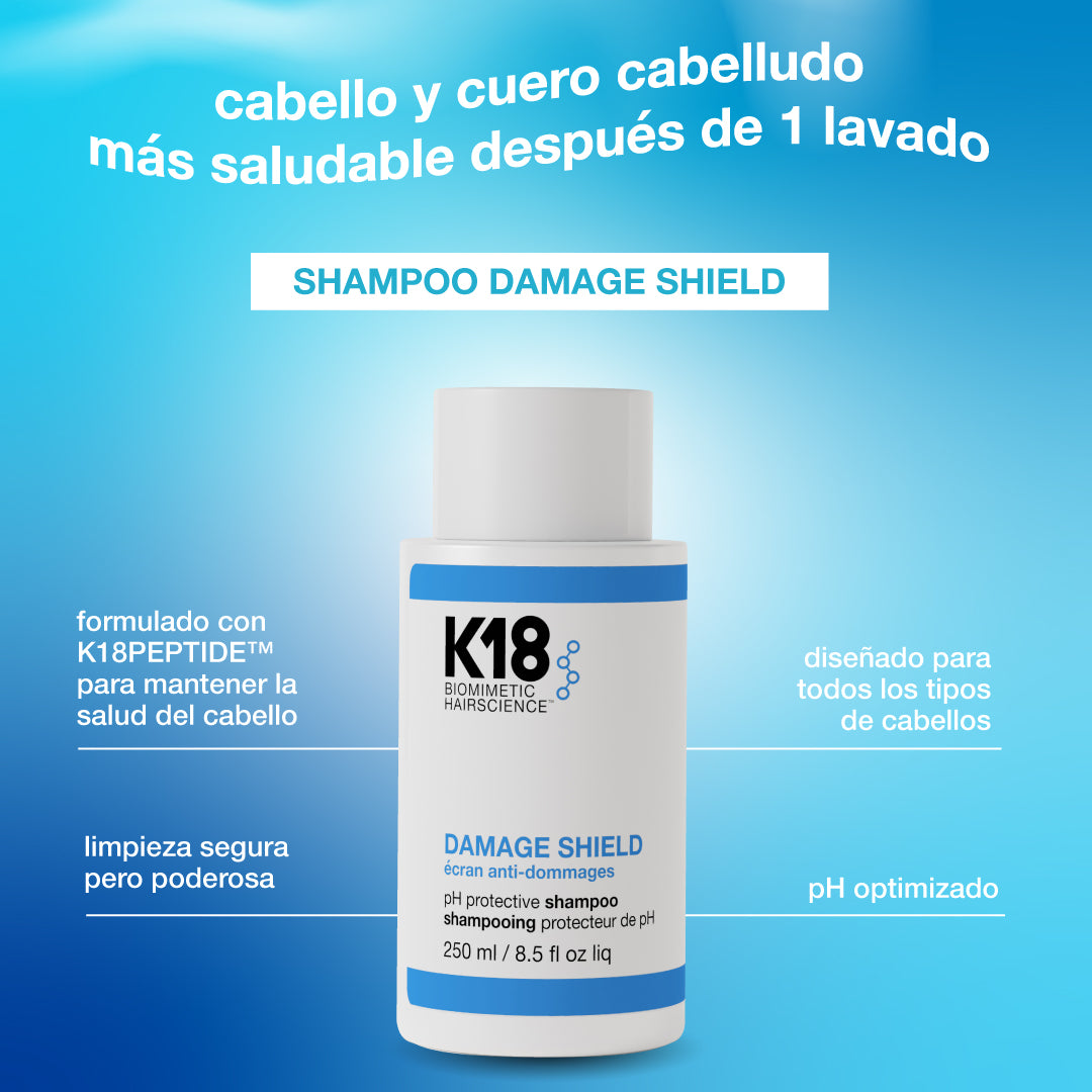 K18 Damage Shield pH Protective Shampoo 250ml – Limpieza Suave y Reparadora