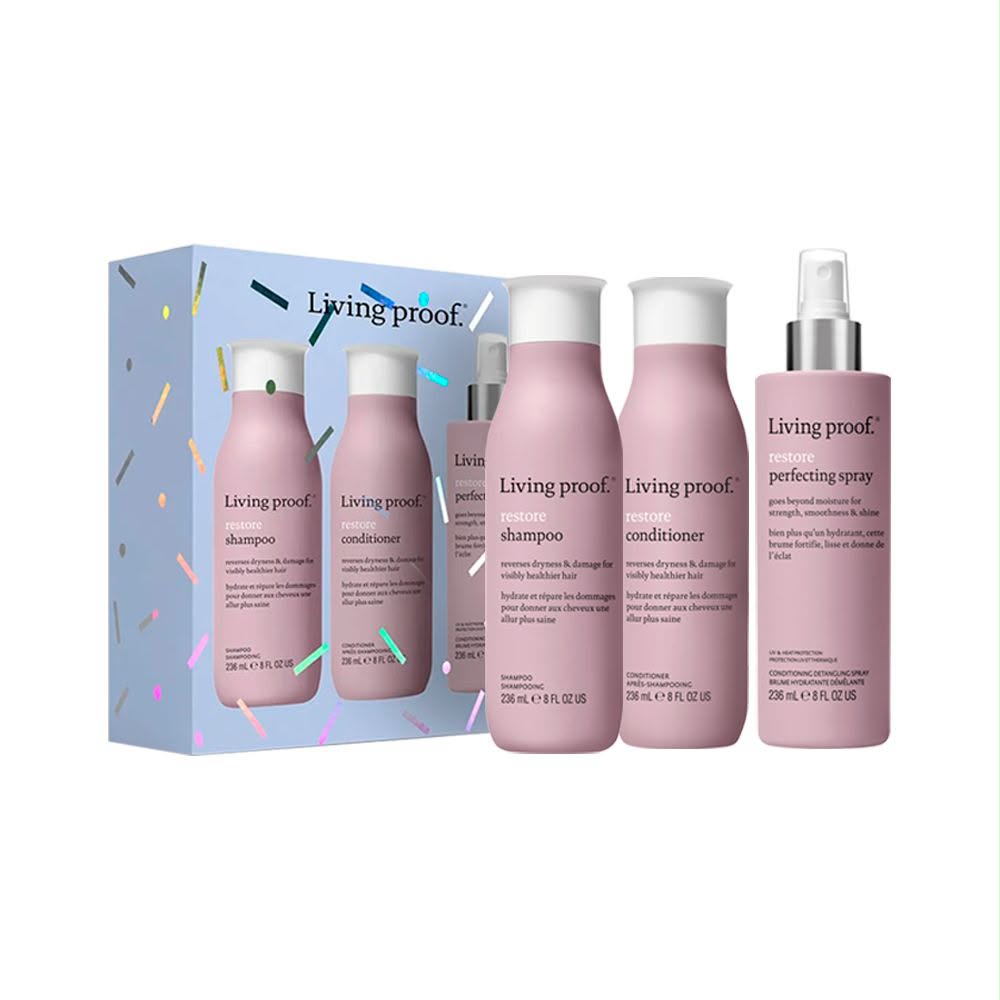 Pack Living Proof Restore: shampoo, acondicionador y Perfecting Spray