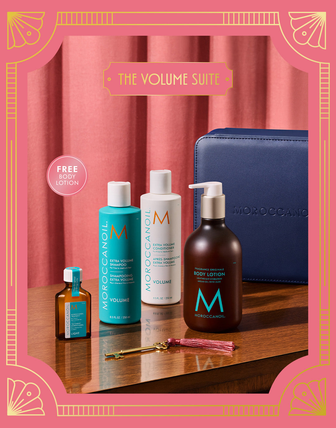 Detalle oficial del kit Moroccanoil Holiday 2026 Volumen