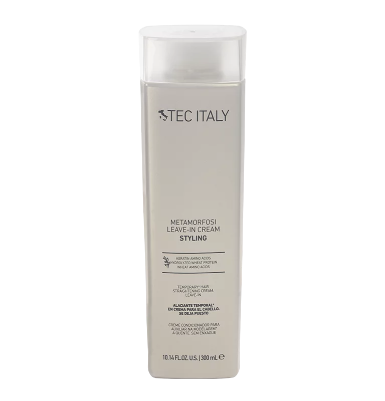 Metamorfosi Leave In Cream Alisado Temporal 300 ml | TEC ITALY — envase sobre fondo limpio